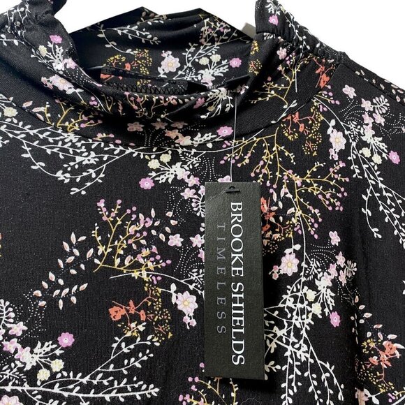 BROOK SHIELDS Womens Turtleneck Plus Size 2X Black Floral Long Sleeve NWT - Picture 4 of 10